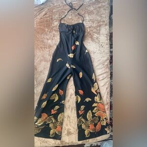 Vintage 70s disco bell bottoms halter jumpsuit